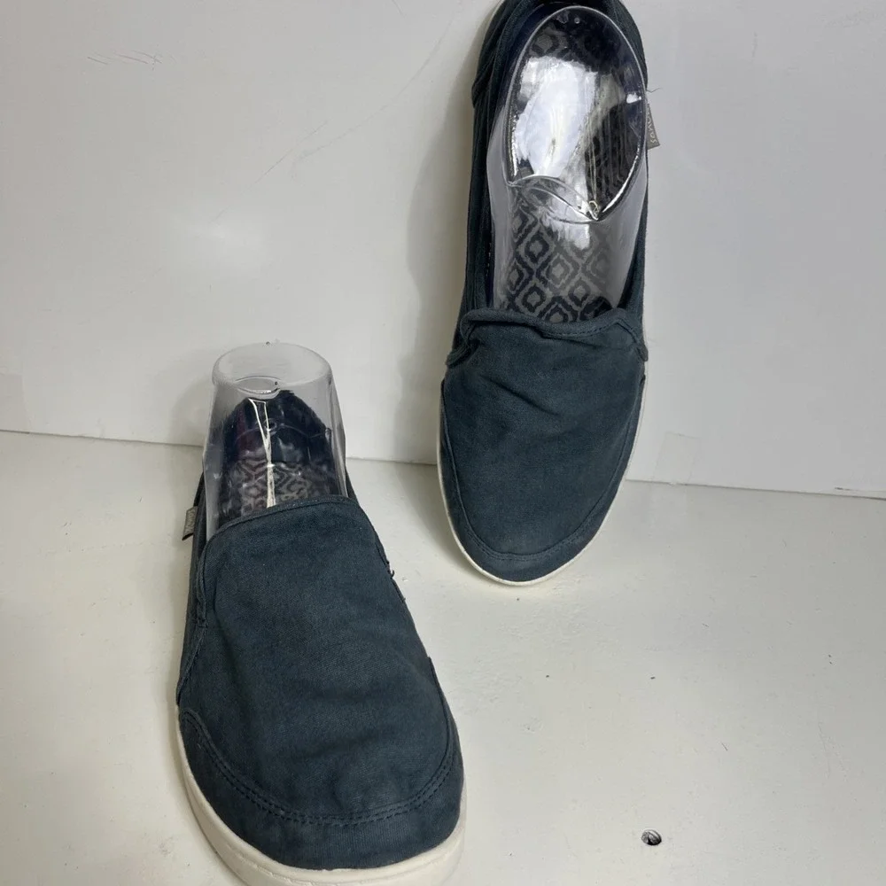Sanuk Blue Canvas Slip-On Casual Walking Shoes Size 8.5